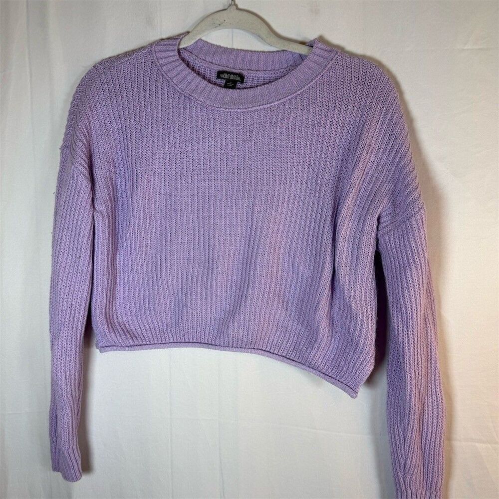 Wild Fable Sweater Womens Small Lavender Cropped Ribbed Knit Crew Neck